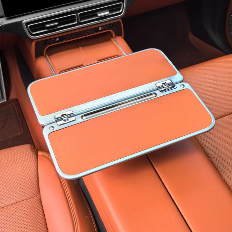 Car Tray Table 360° Rotating 3-Fold Aluminum Alloy Car Desk with Makeup Mirror Cup Holder Mount