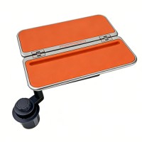 Car Tray Table 360° Rotating 3-Fold Aluminum Alloy Car Desk with Makeup Mirror Cup Holder Mount