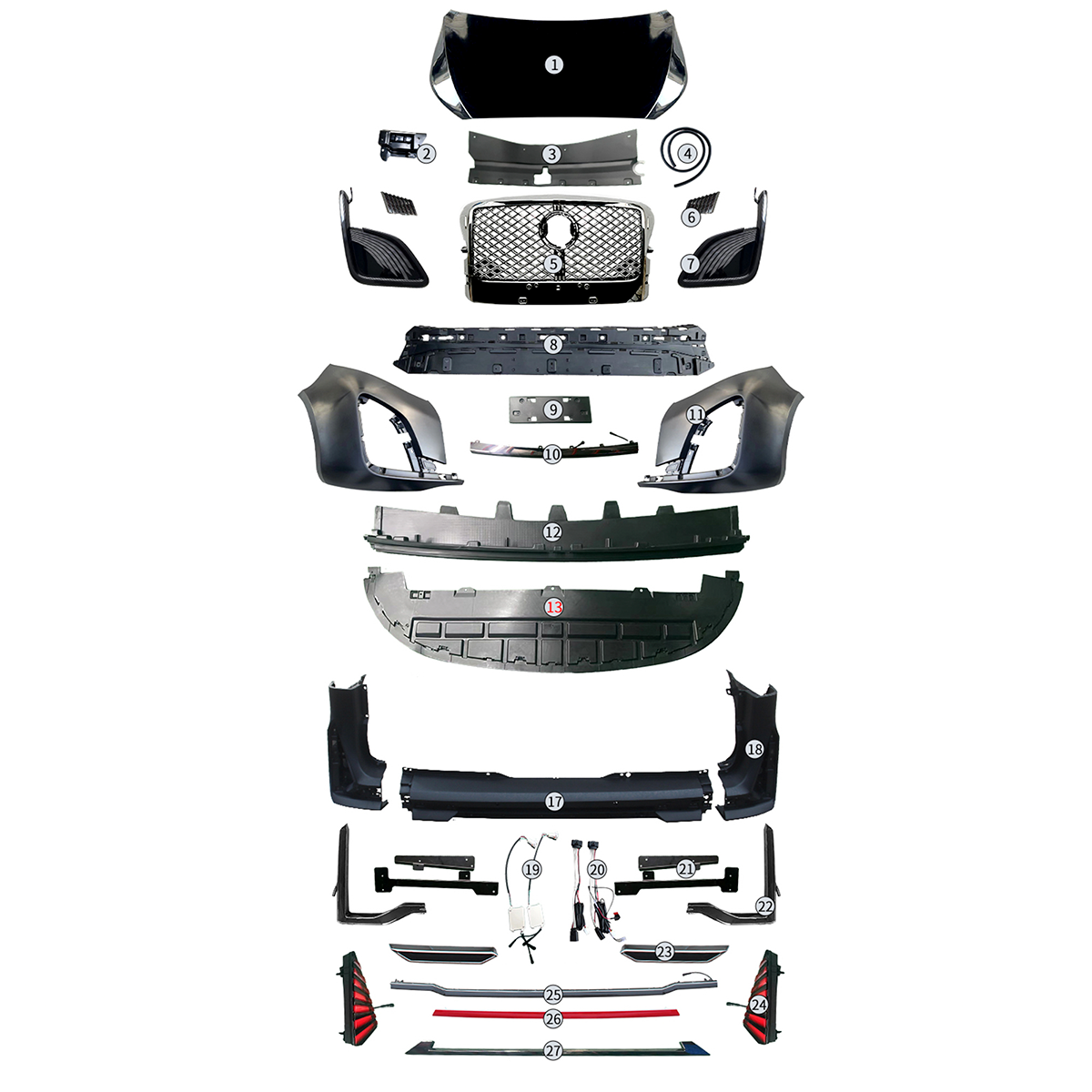 Maybach Style Full Body Kit For Mercedes Vito V-Class W447 Front Rear Bumper Grille Roof Spoiler Headlight Trim