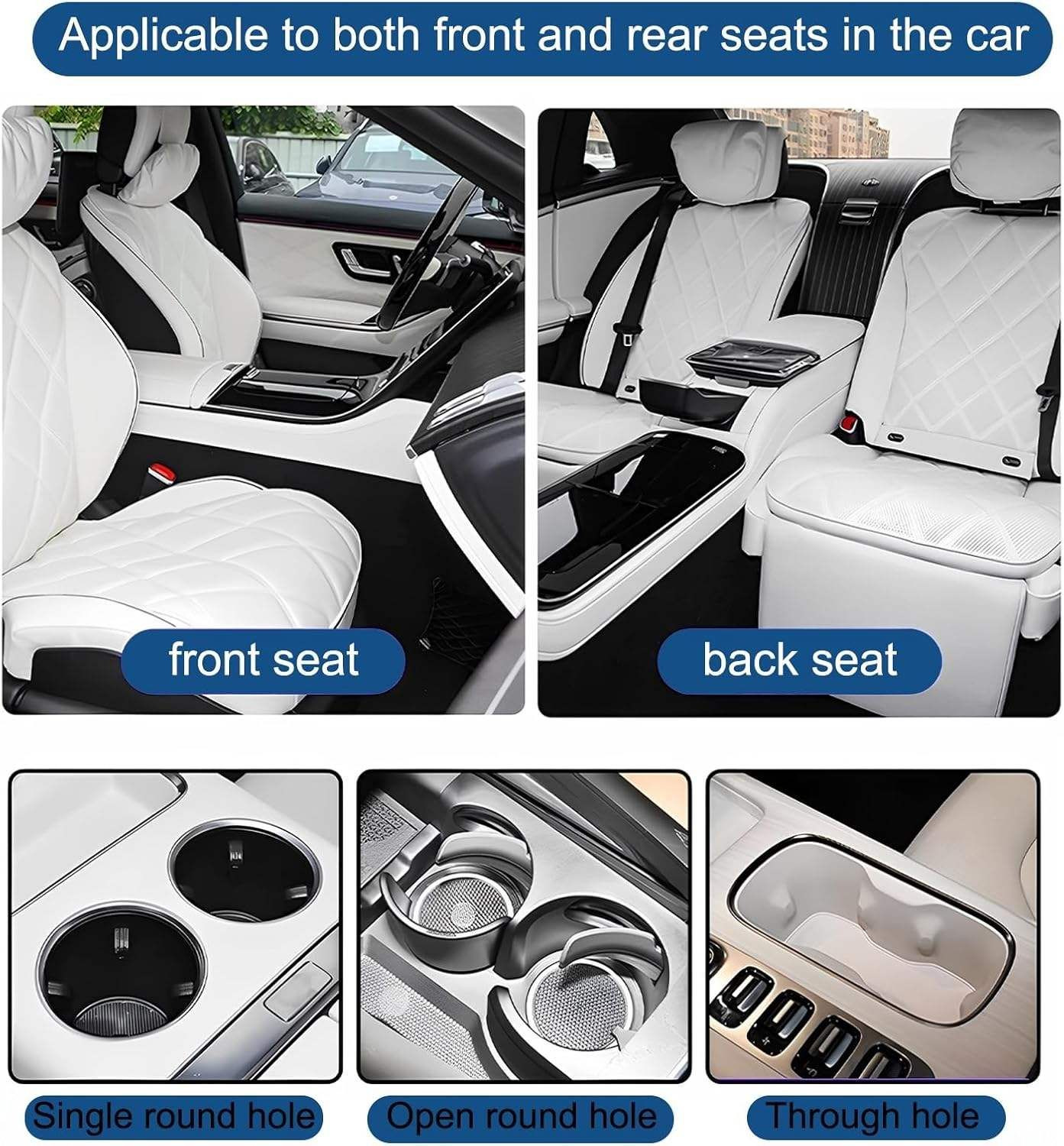 Car Tray Table 360° Rotating 3-Fold Aluminum Alloy Car Desk with Makeup Mirror Cup Holder Mount