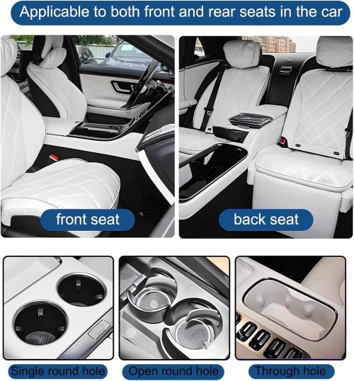 Car Tray Table 360° Rotating 3-Fold Aluminum Alloy Car Desk with Makeup Mirror Cup Holder Mount